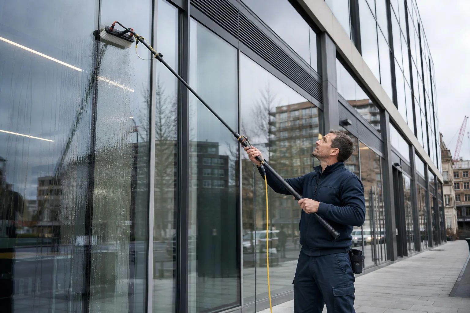 Commercial window cleaning in South East England (photo for illustration)